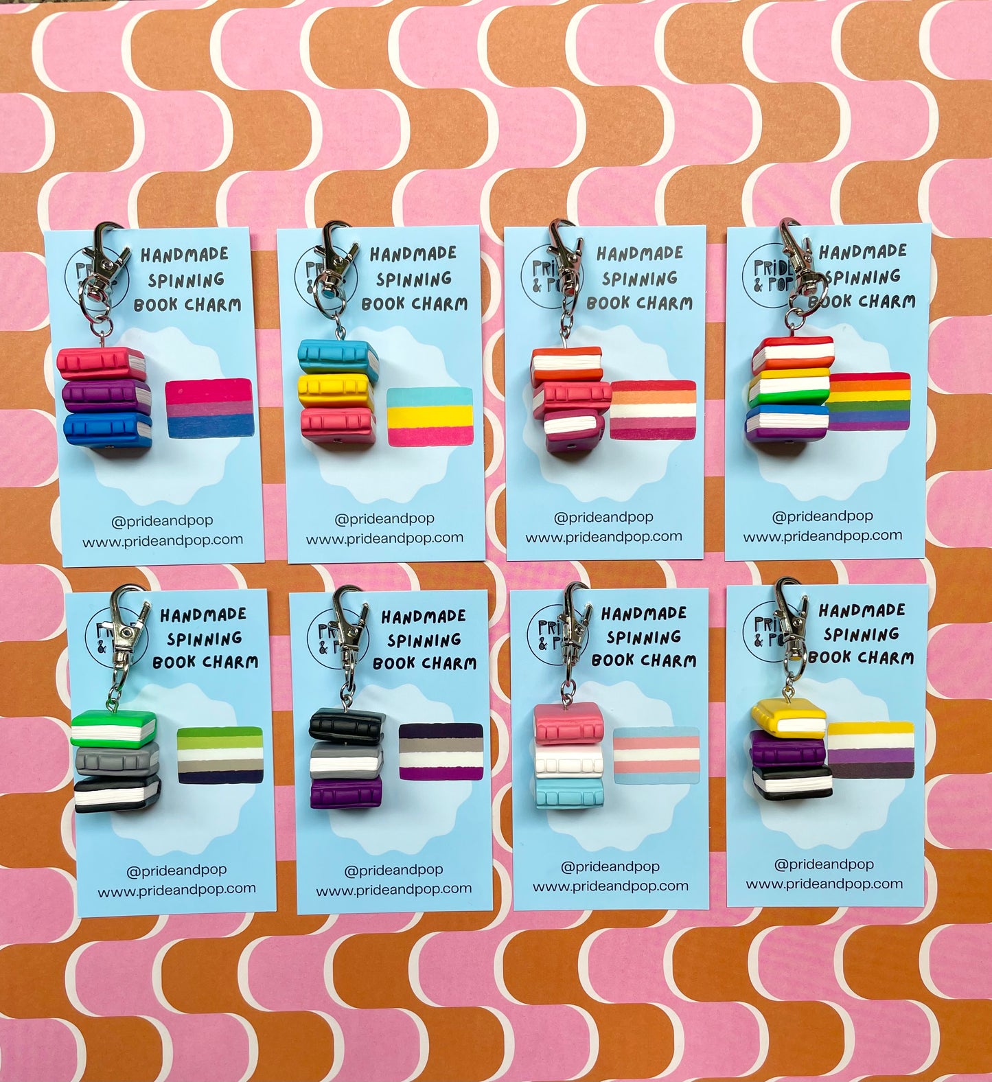 Pride Flag Spinning Book Charms