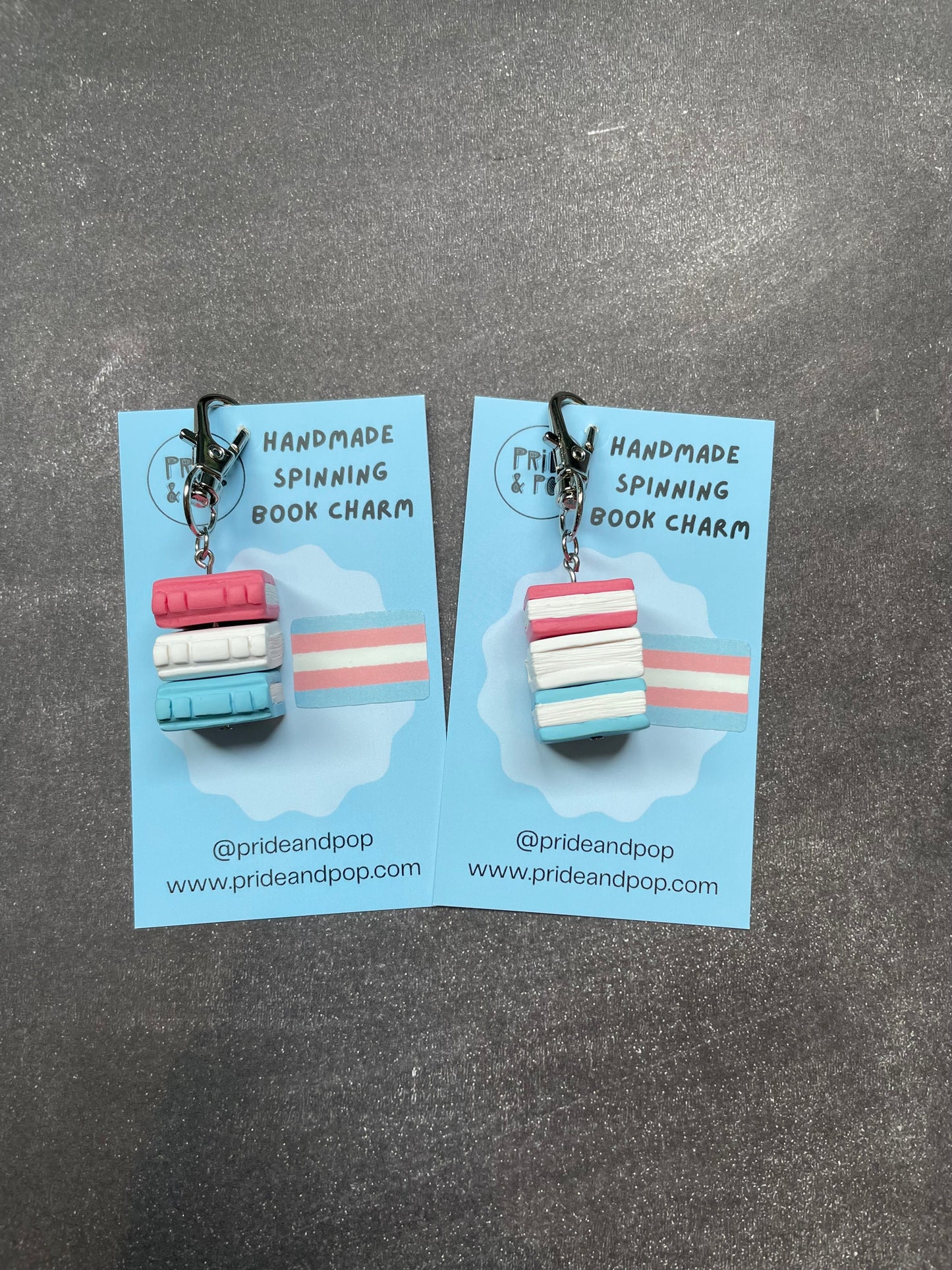 Pride Flag Spinning Book Charms
