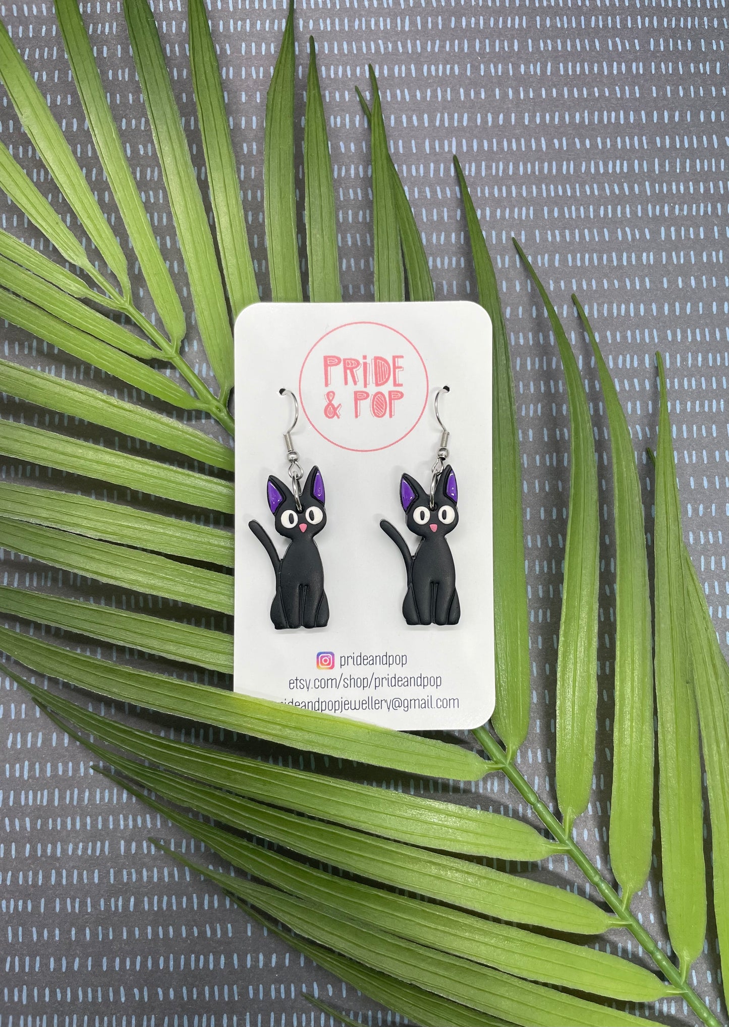 Jiji the Cat (Kiki’s Delivery Service) Ghibli Earrings - MADE TO ORDER