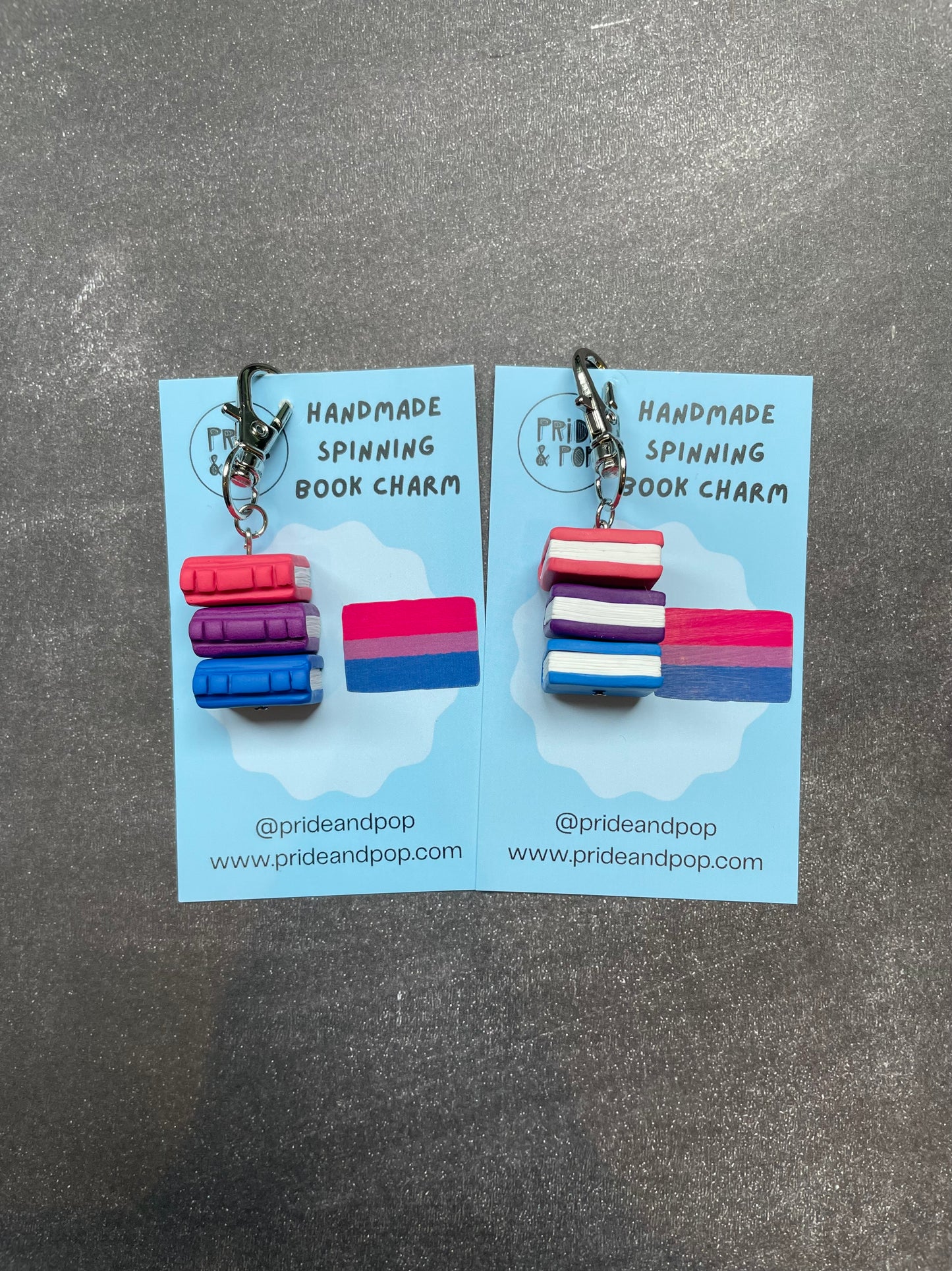 Pride Flag Spinning Book Charms
