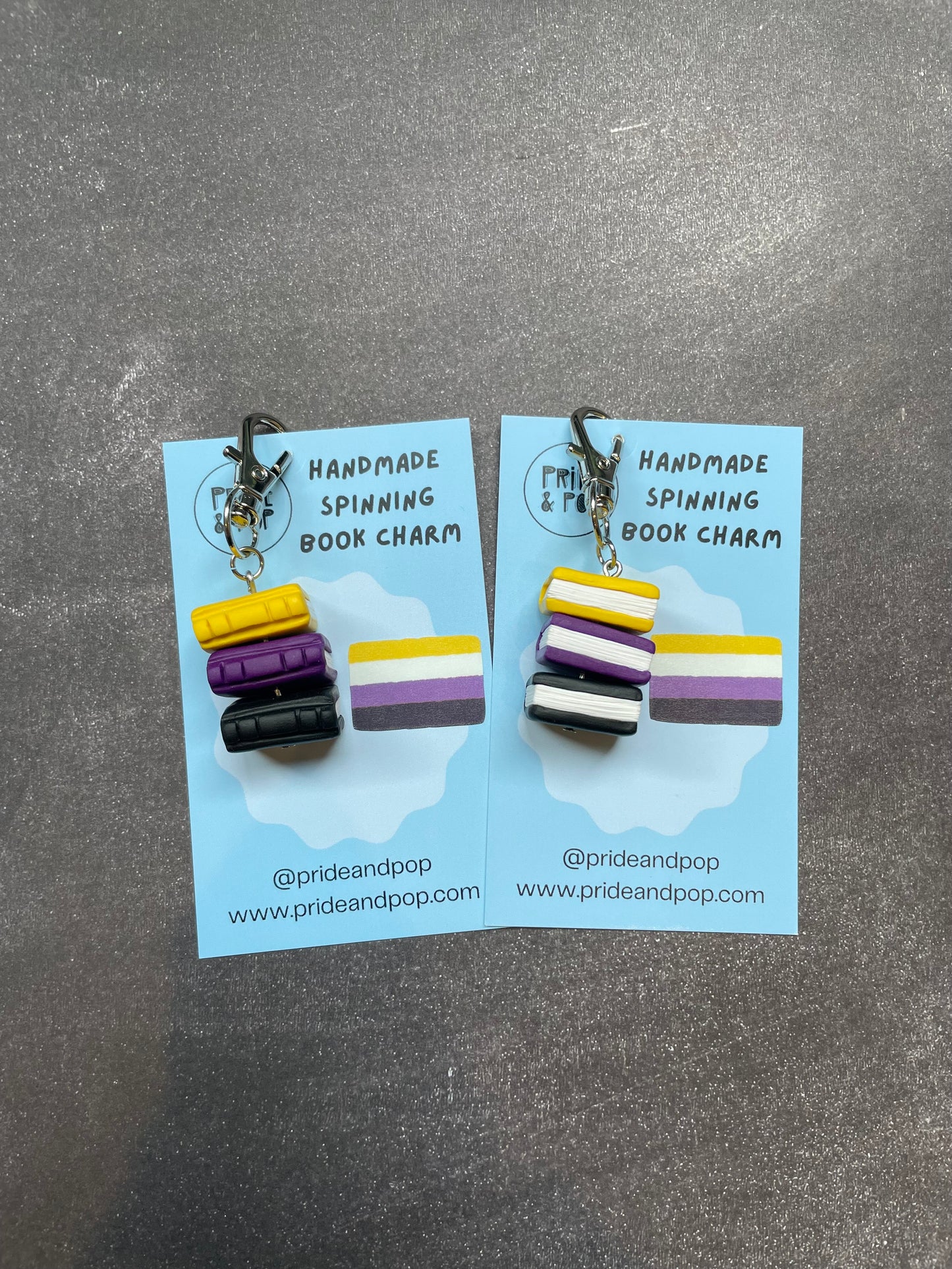 Pride Flag Spinning Book Charms