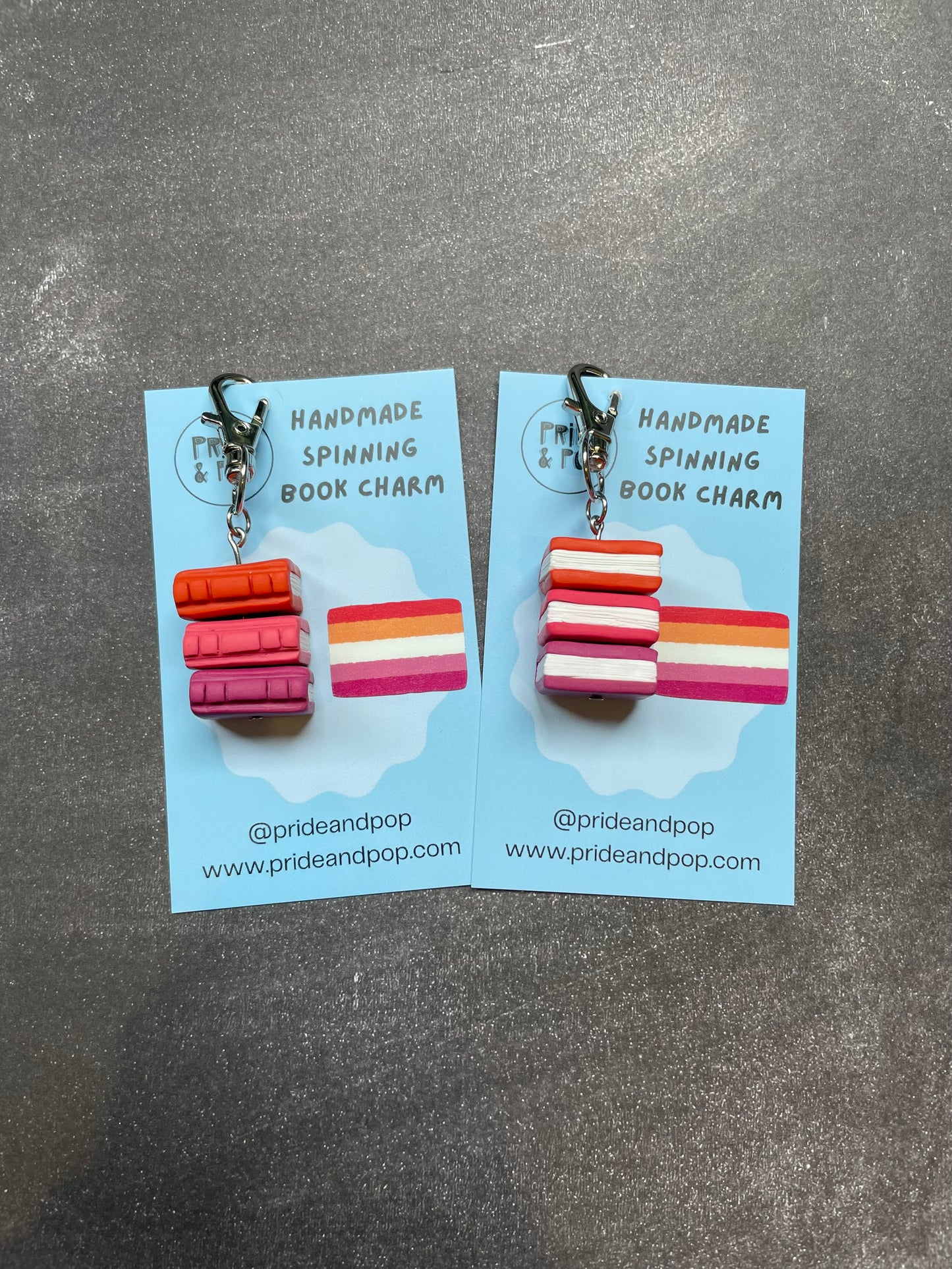 Pride Flag Spinning Book Charms