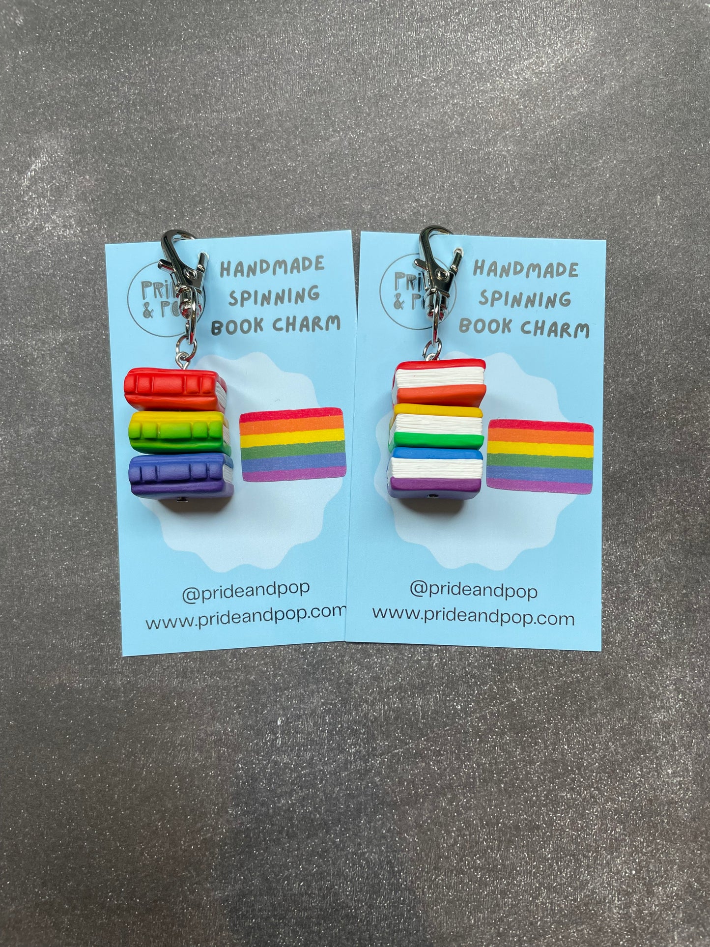 Pride Flag Spinning Book Charms