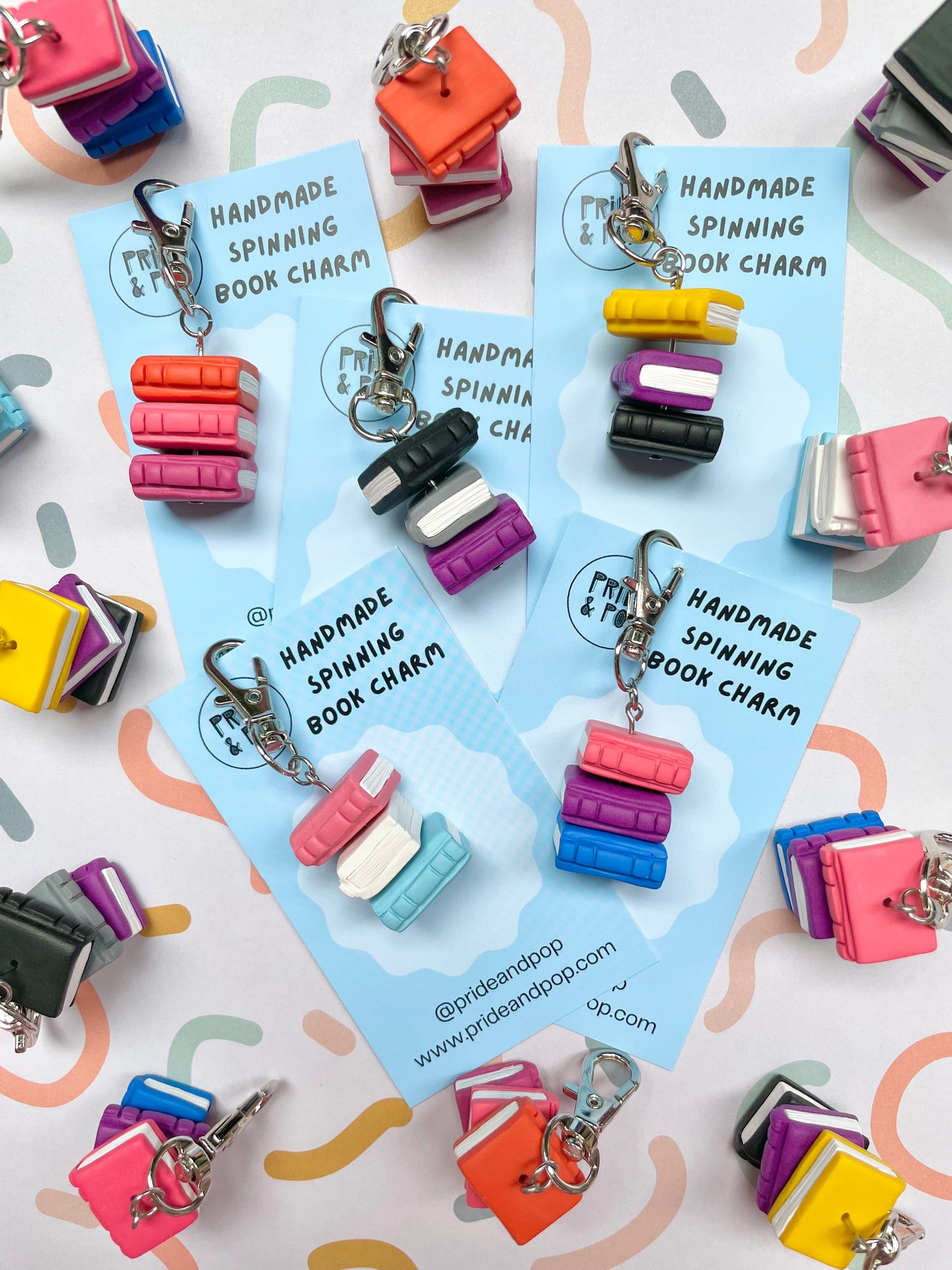 Pride Flag Spinning Book Charms