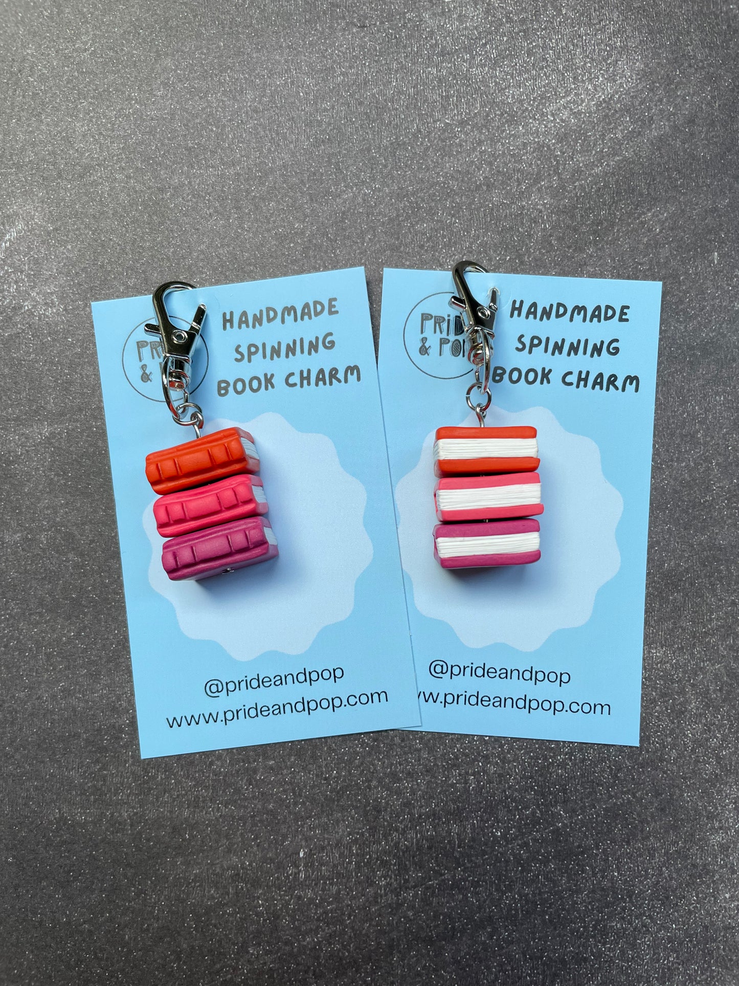 Pride Flag Spinning Book Charms