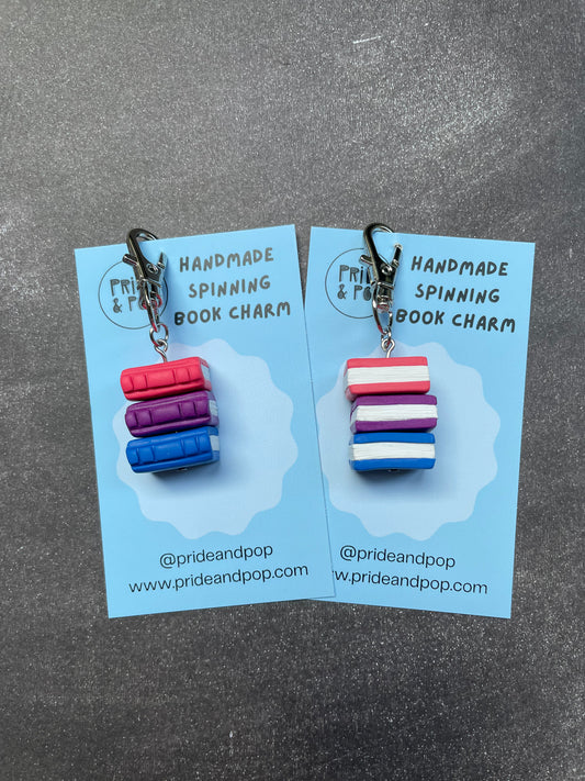 Pride Flag Spinning Book Charms