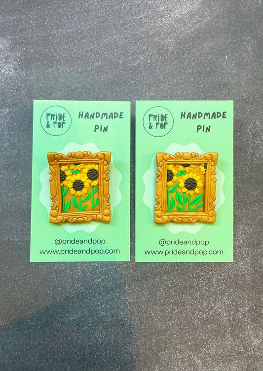 Sunflower Art Pin or Magnetic Brooch