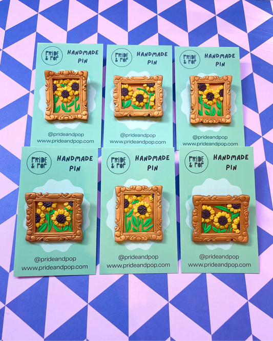 Sunflower Art Pin or Magnetic Brooch
