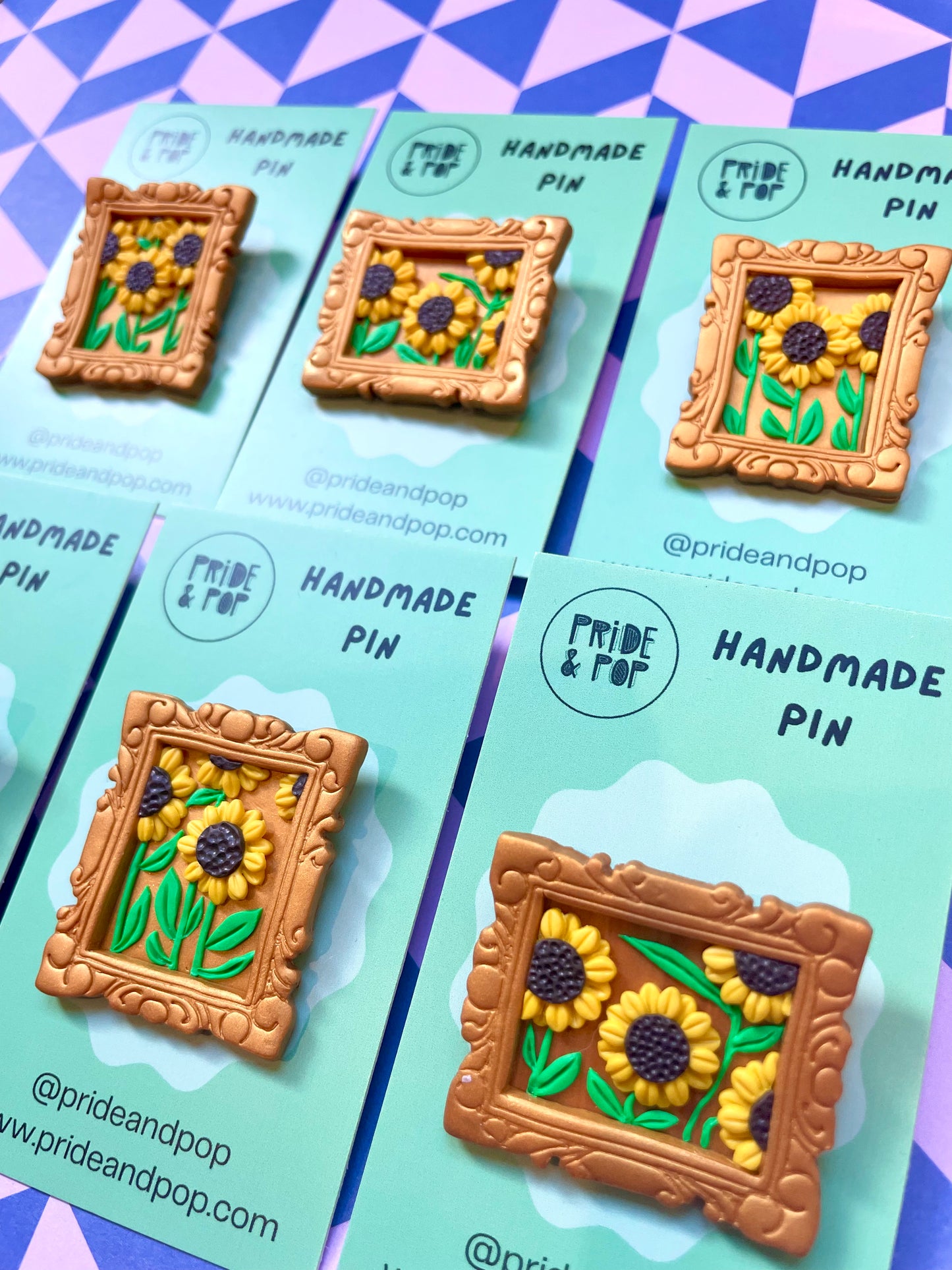 Sunflower Art Pin or Magnetic Brooch